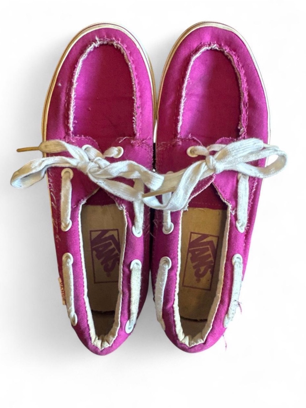 Vans Fuchsia Canvas Lace-Up Boat Shoes